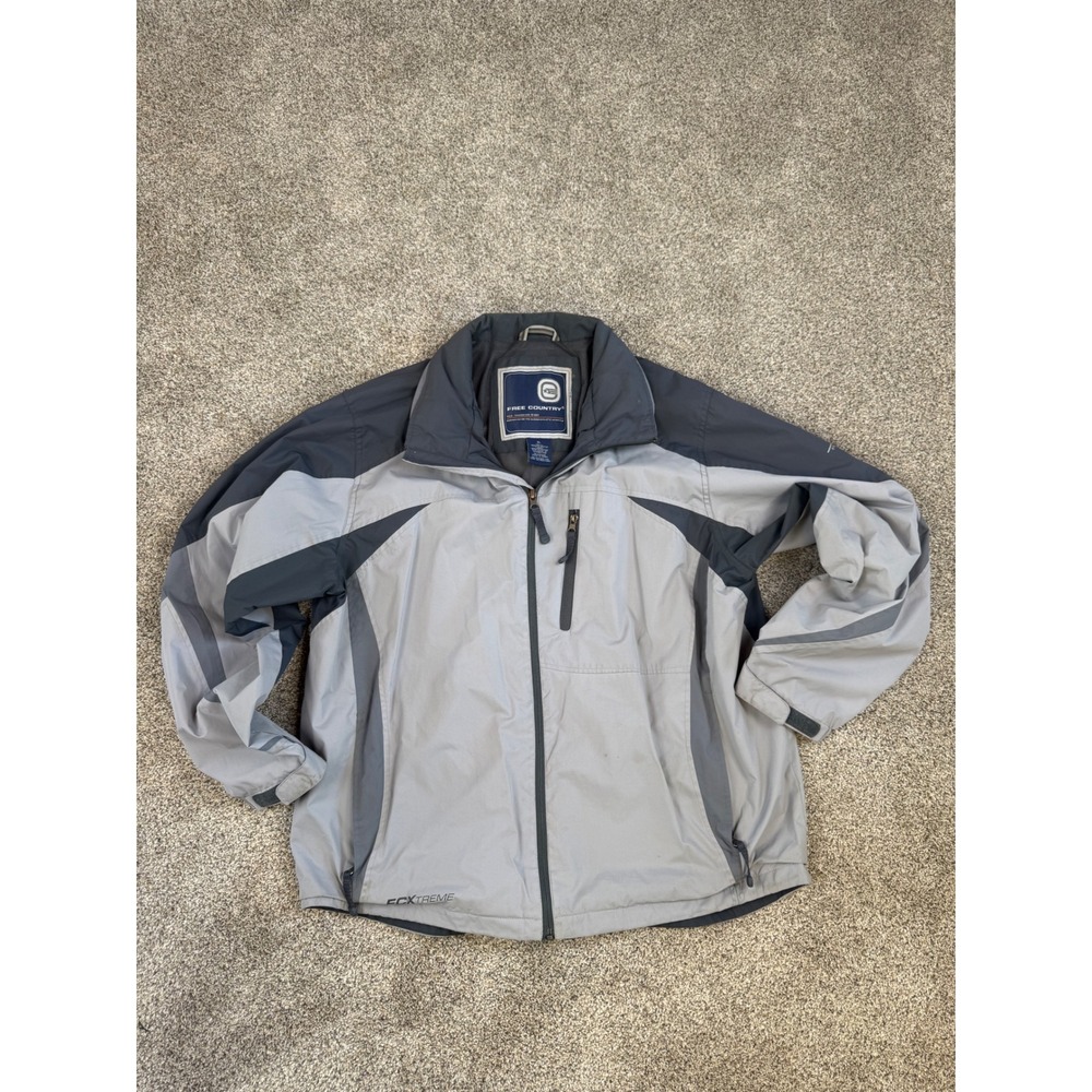Free Country FCXtreme Mens XL Grey Colorblock Full Zip‎ Windbreaker Jacket